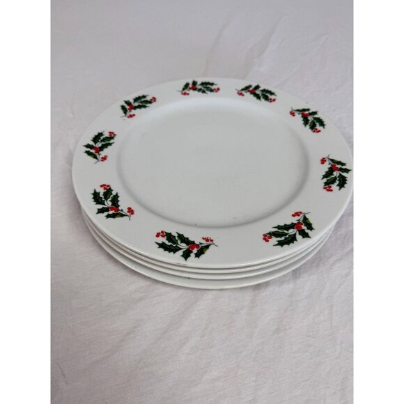 Alco Industries Holly and Berry 10" Dinner Plate set of 4 - Picture 1 of 3